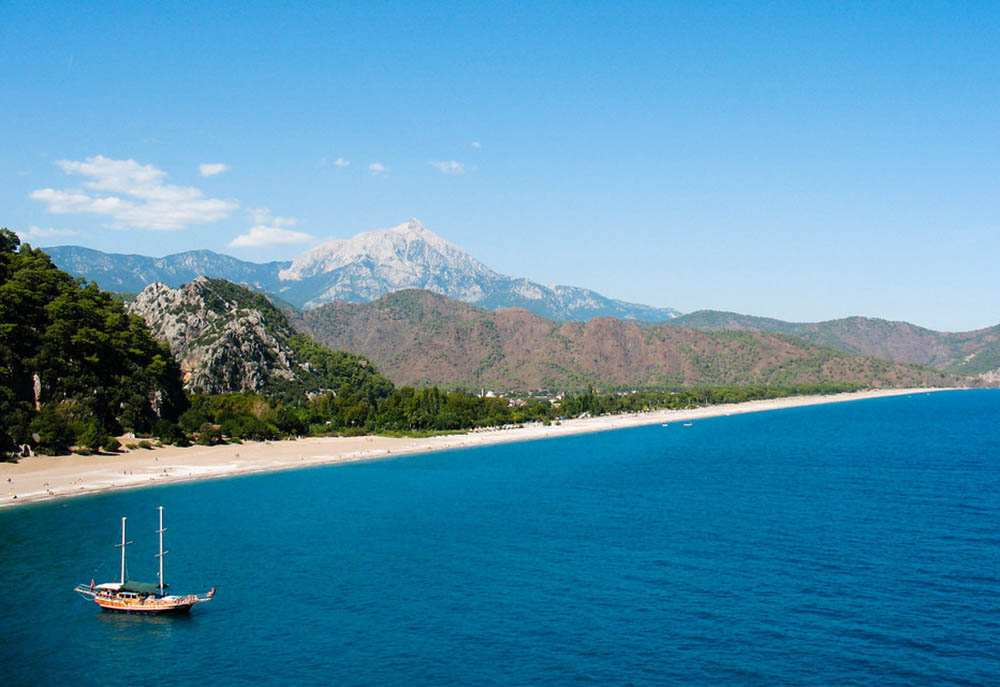 море пляж лодка горы