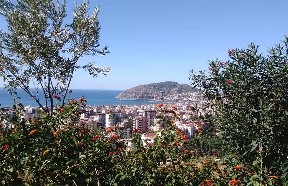 осень, аланья, панорама, турция, залив, море