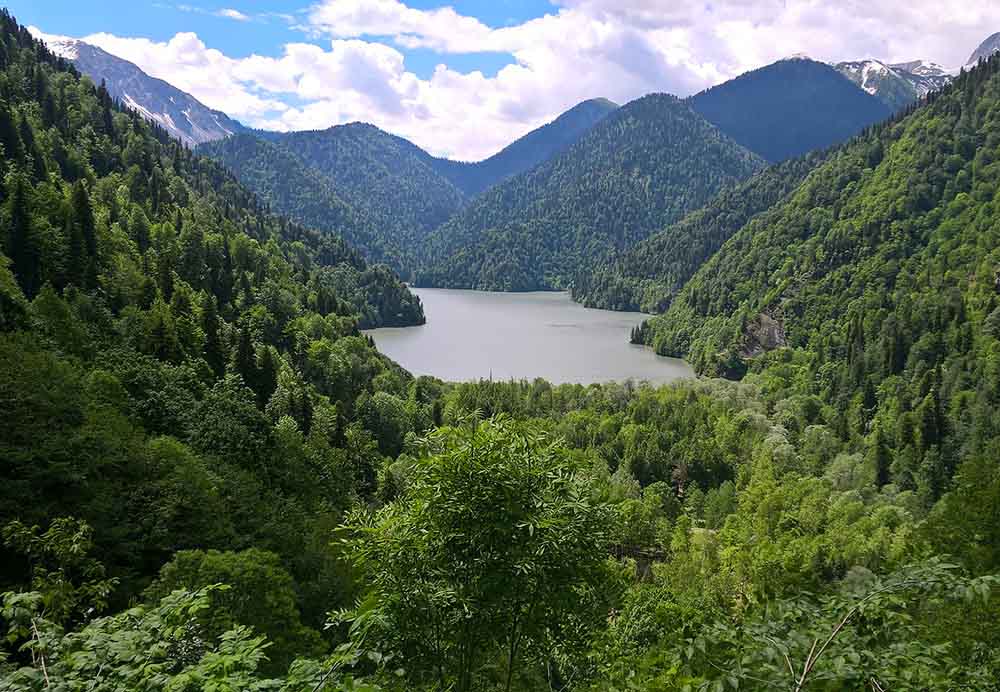горы, озеро, лес, природа, абхазия, пейзаж, рица